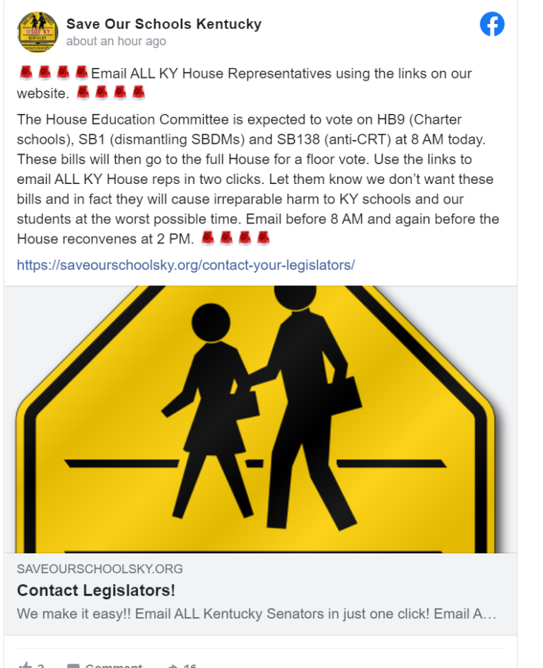 Charter School Bill Disinformation Campaign – Save Our Schools Kentucky